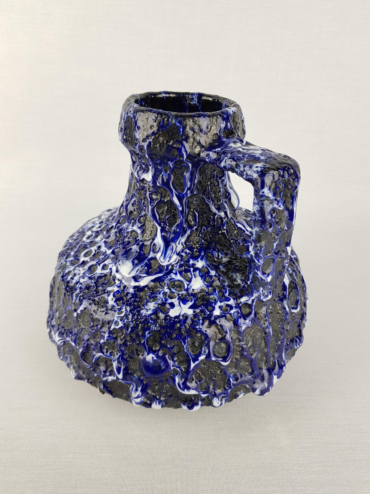 Vintage ES KERAMIK (Emons und Sohne) Blue and White Fat Lava Vase 863/19 West German Pottery 1970s