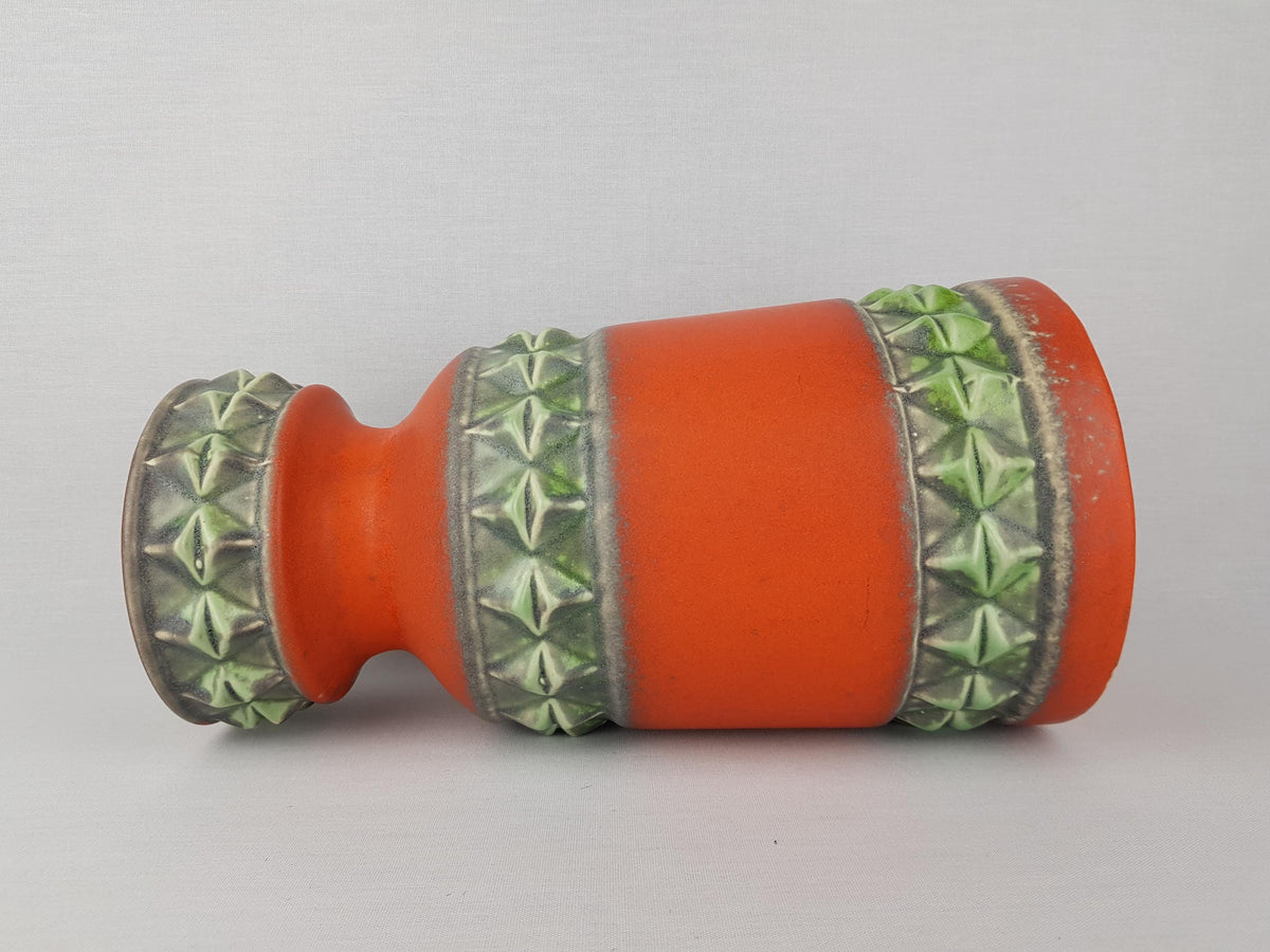 Vintage Übelacker (Ü-Keramik) Orange and Olive Green Vase – Model 1320/30 – West German Pottery – 1970s