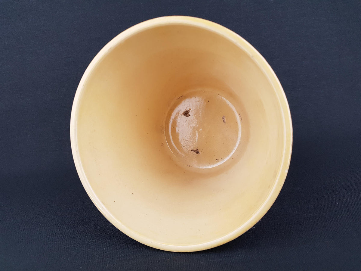 Vintage WEST GERMAN POTTERY Planter Cache Pot White and Brown Cloudy Glaze Mcm