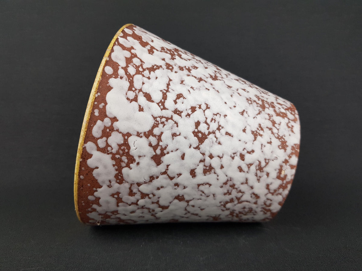Vintage WEST GERMAN POTTERY Planter Cache Pot White and Brown Cloudy Glaze Mcm