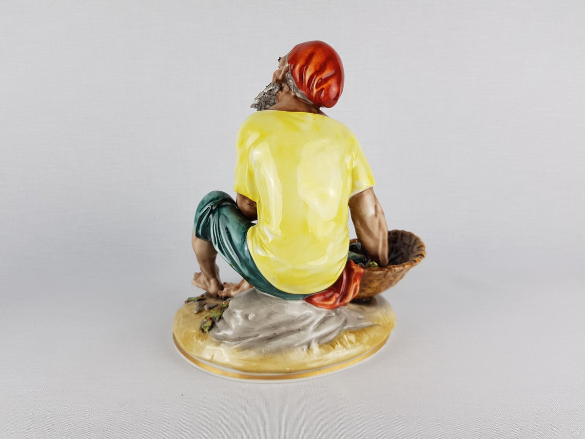 Vintage 1950s SANDIZELL HOFFNER & Co German Porcelain Figurine – Old Capodimonte Neapolitan Fisherman Seller