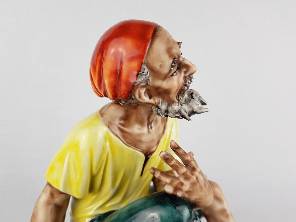 Vintage 1950s SANDIZELL HOFFNER & Co German Porcelain Figurine – Old Capodimonte Neapolitan Fisherman Seller