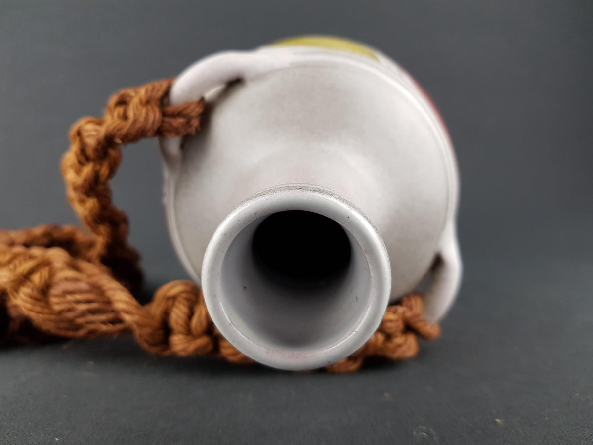 Vintage KROSSELBACH Handpainted Handled Vase With Braided Rope by Cläre Zange and Karl-Heinz Loffler 18/6 West German Pottery 1950s