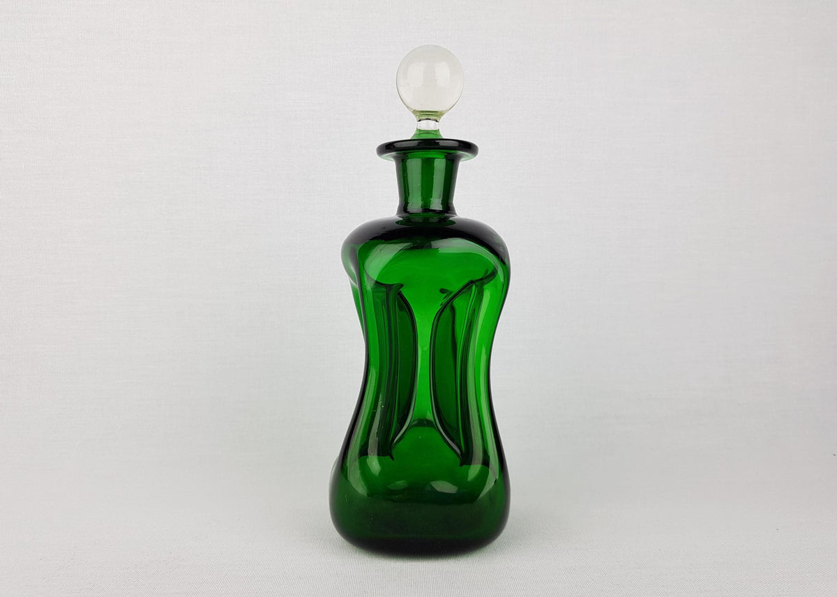 Vintage HOLMEGAARD Green Kluk Kluk Glass Decanter by Jacob Bang Denmark 1960s