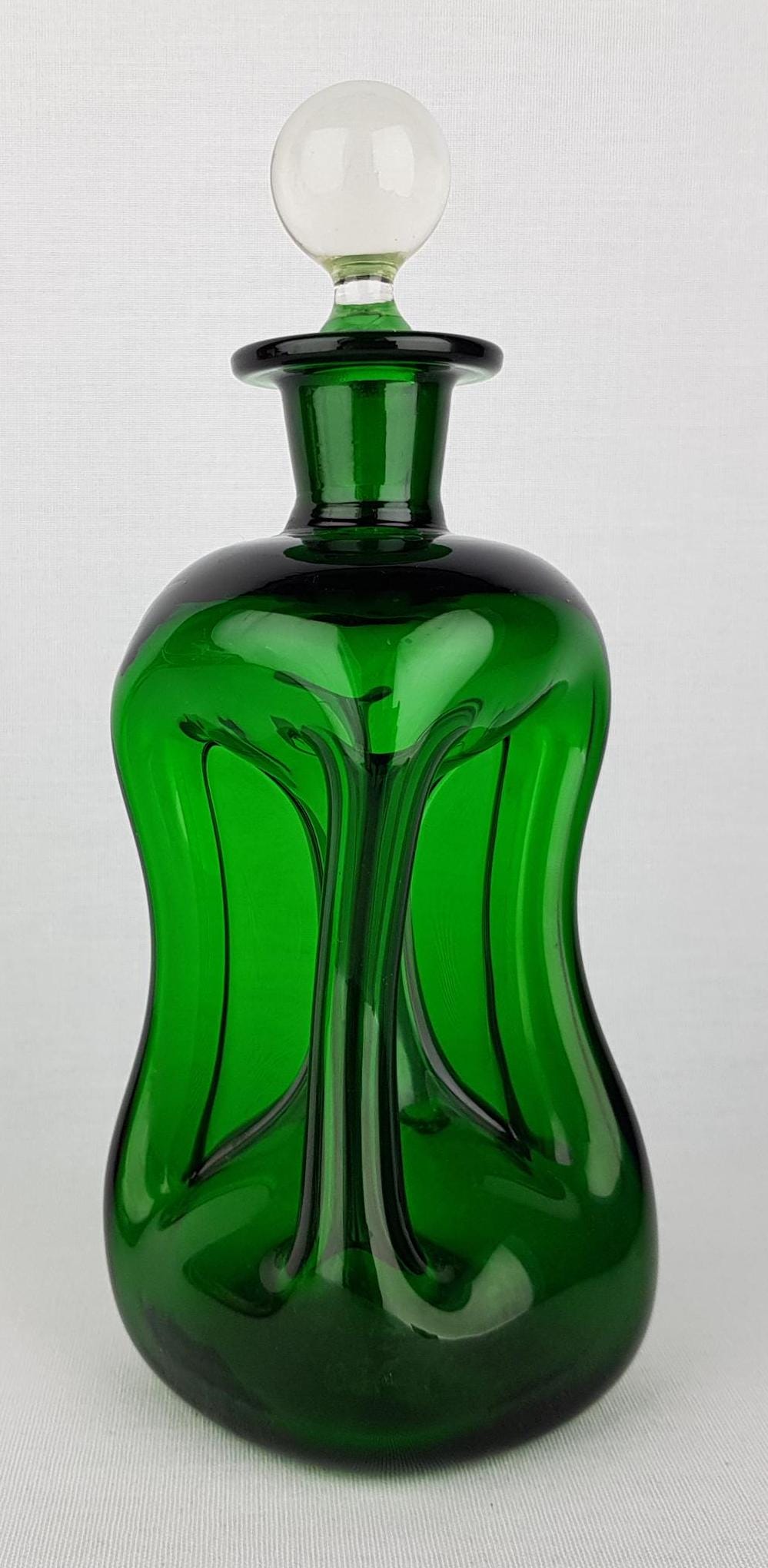 Vintage HOLMEGAARD Green Kluk Kluk Glass Decanter by Jacob Bang Denmark 1960s