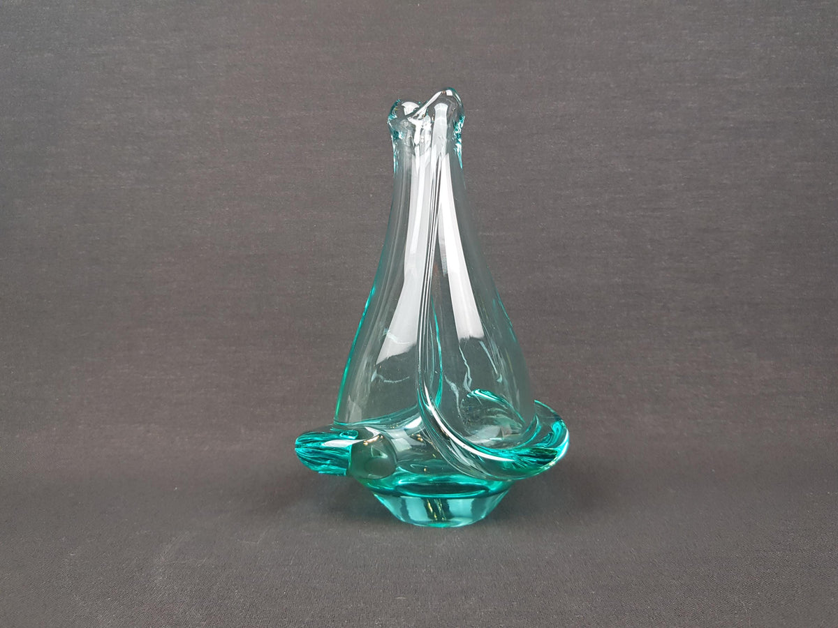 Vintage ZELEZNY BROD SKLO Turquoise Glass Vase from Czechoslovakia 1960s by Miloslav Klinger
