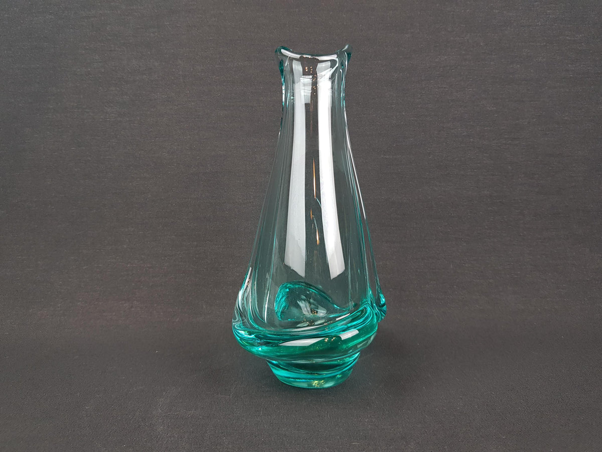 Vintage ZELEZNY BROD SKLO Turquoise Glass Vase from Czechoslovakia 1960s by Miloslav Klinger