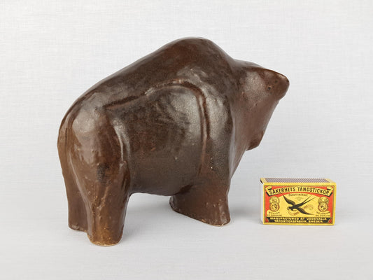 Vintage Ceramic Brown Bull Figure West German Pottery Mid Century Modern Ruscha Silberdistel Style