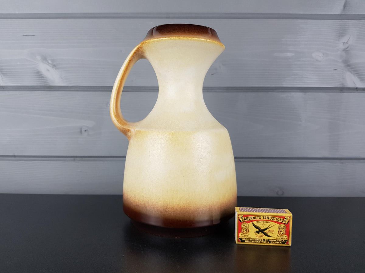 Vintage STEULER KERAMIK Handled Beige and Brown Vase 315-25 West German Pottery 1960s