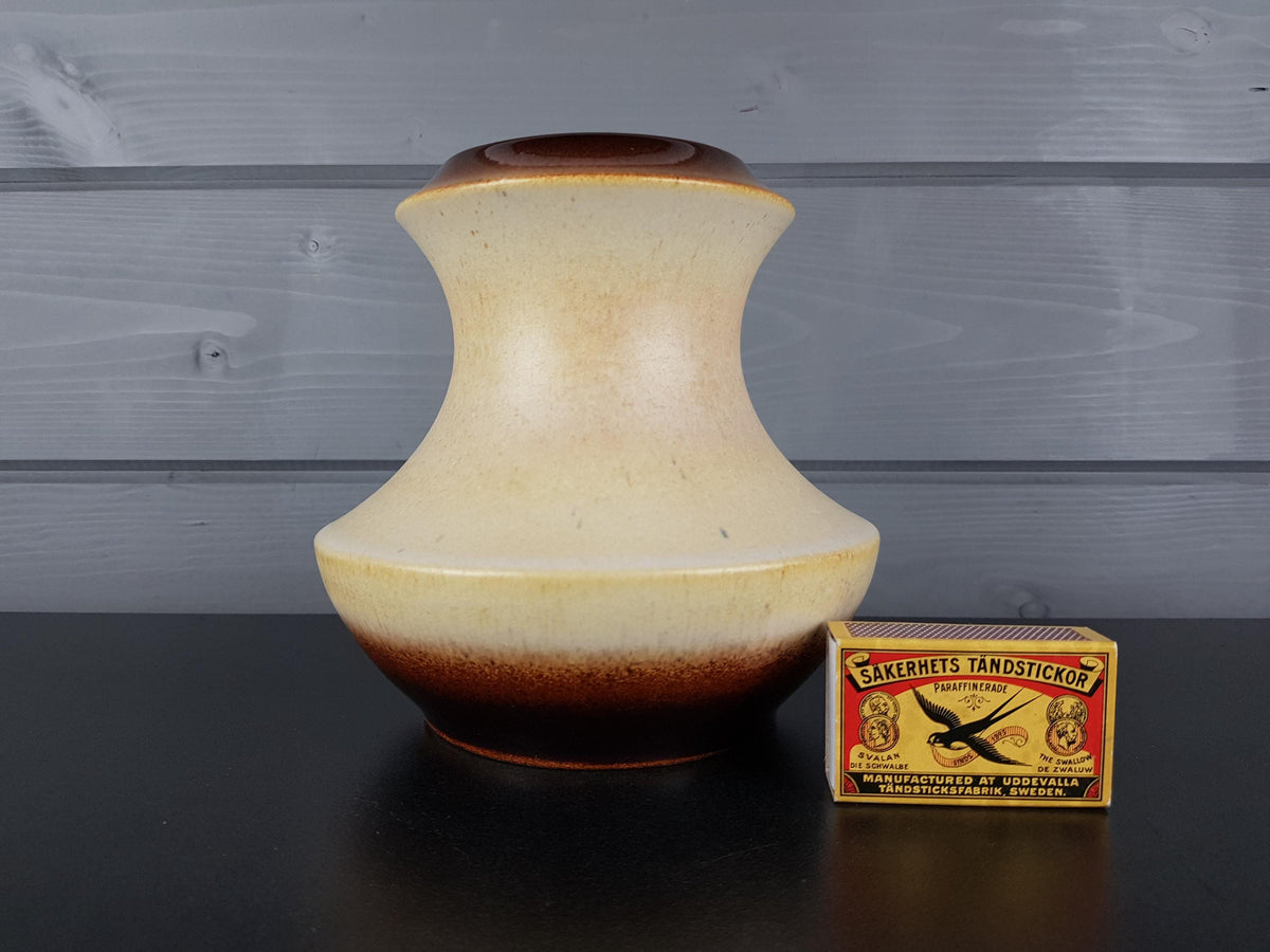 Vintage STEULER KERAMIK Brown and Beige Vase 316-15 West German Pottery 1960s