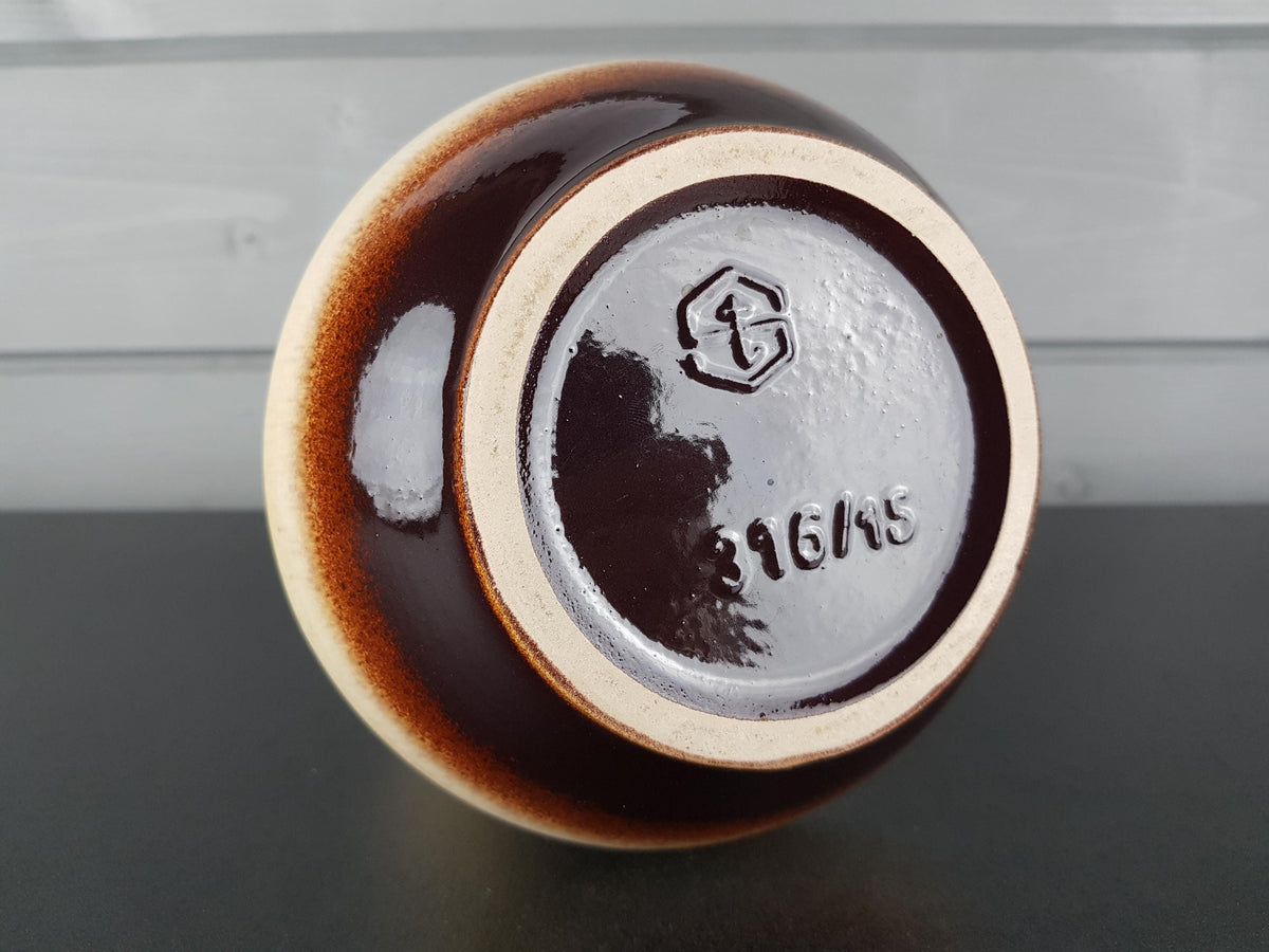 Vintage STEULER KERAMIK Brown and Beige Vase 316-15 West German Pottery 1960s