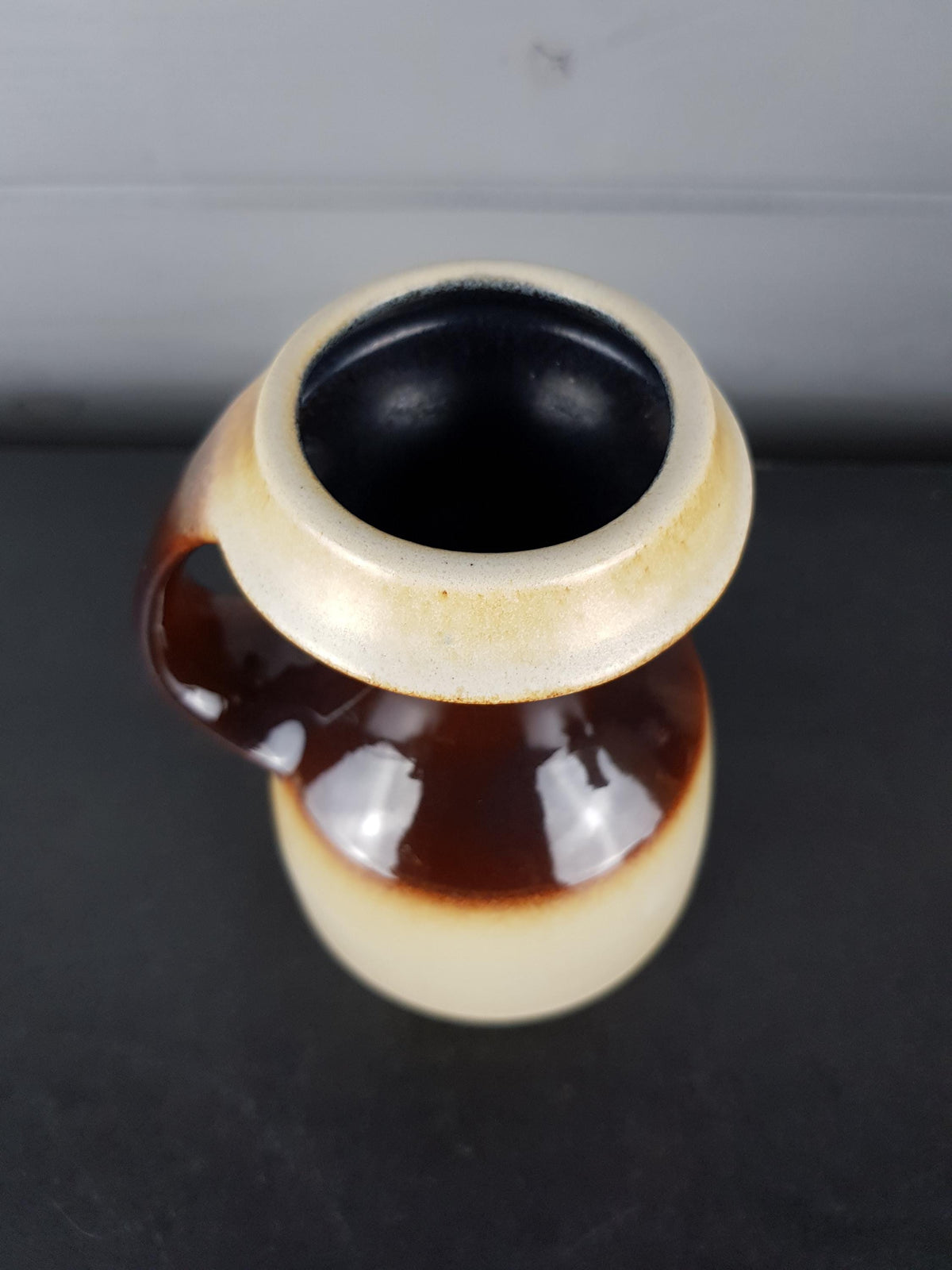 Vintage STEULER KERAMIK Handled Brown and Beige Vase 315-15 West German Pottery 1960s