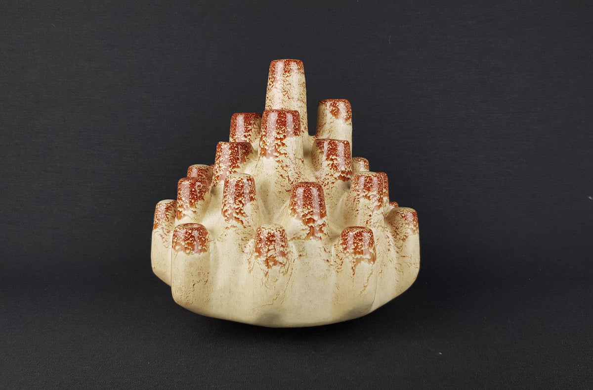 RARE Vintage BERTONCELLO Pipe or Tube Vase with Screziato Havana Glaze from Italy Ceramiche Italia 1970s