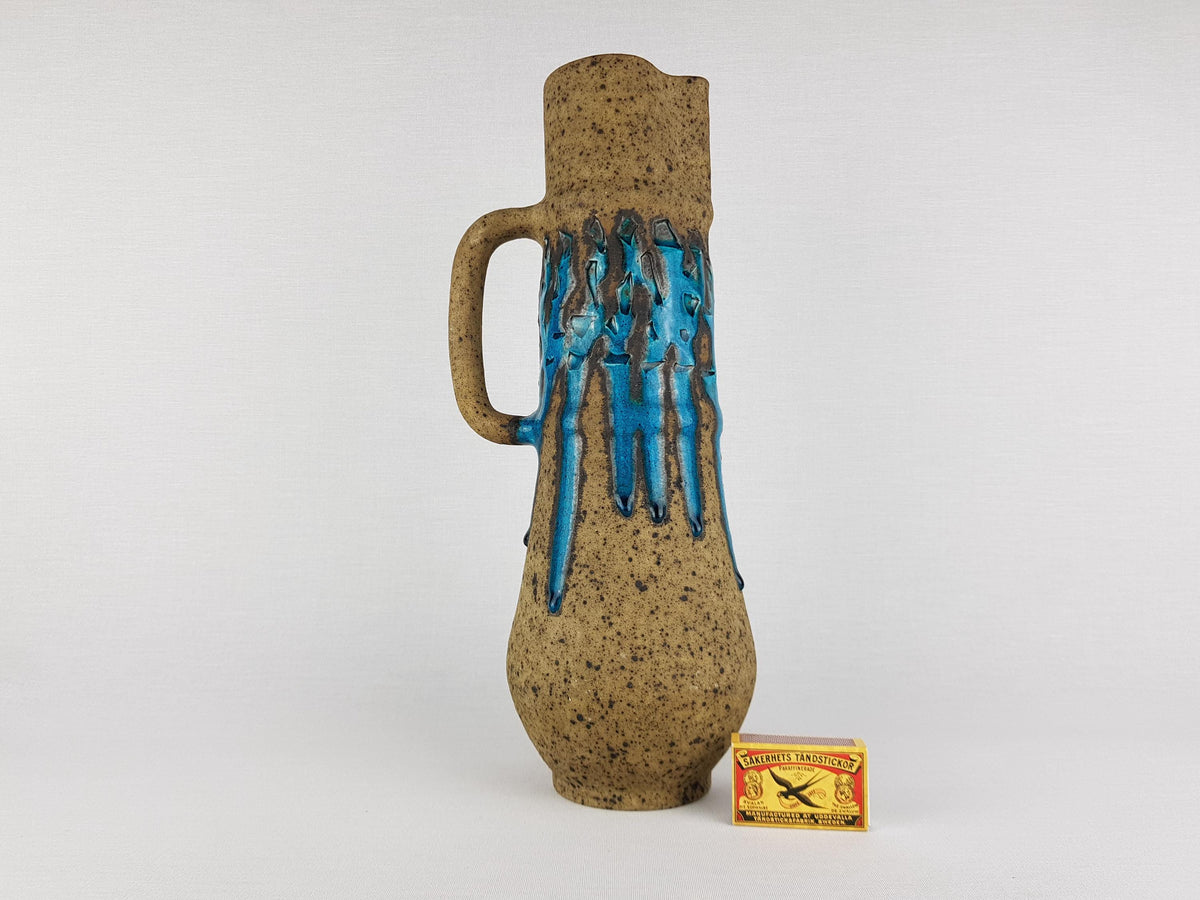 Rare Vintage Éva Bod Jug Vase – Turquoise Blue Hungarian Ceramic Art – Mid-Century Modern 1960-70