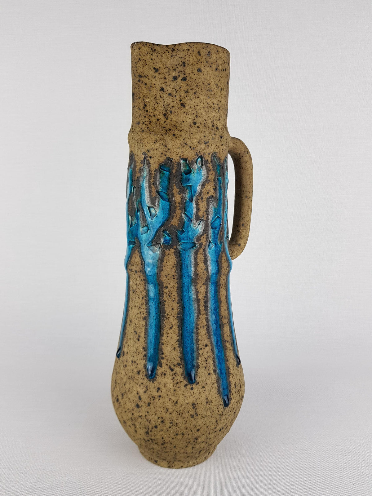 Rare Vintage Éva Bod Jug Vase – Turquoise Blue Hungarian Ceramic Art – Mid-Century Modern 1960-70
