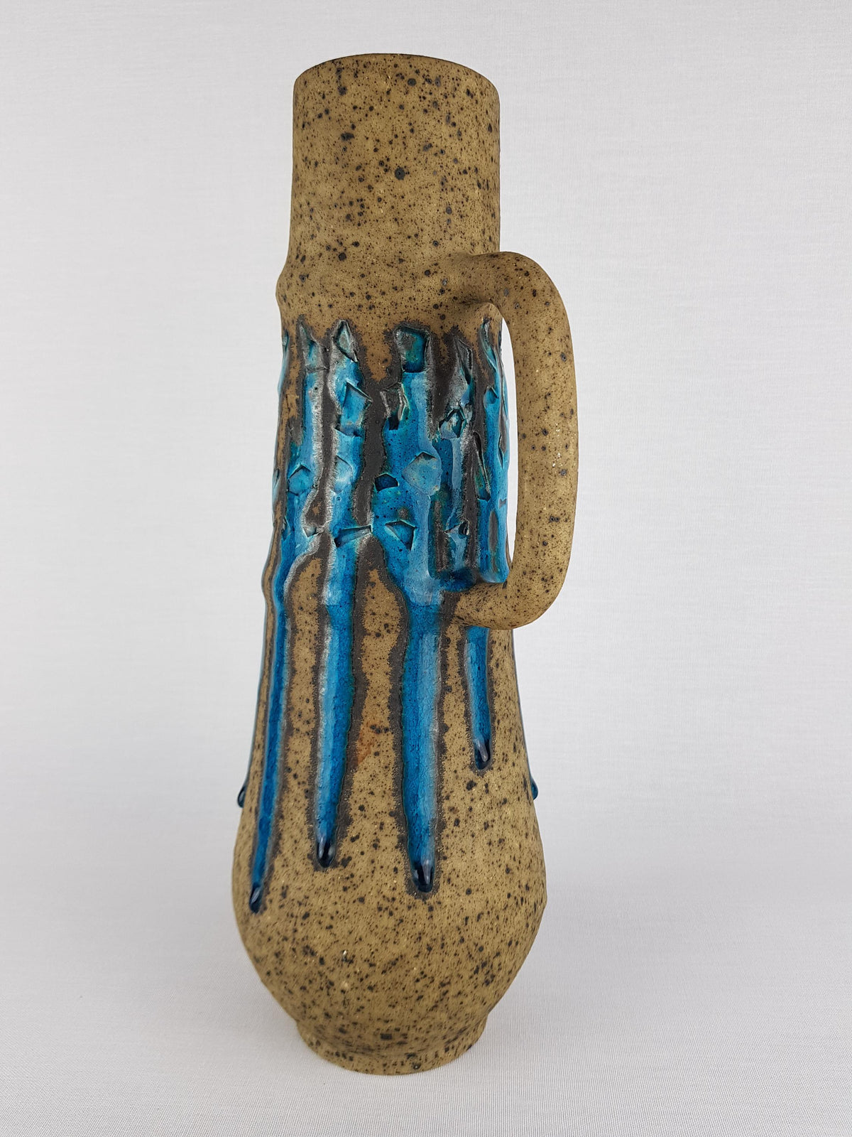 Rare Vintage Éva Bod Jug Vase – Turquoise Blue Hungarian Ceramic Art – Mid-Century Modern 1960-70