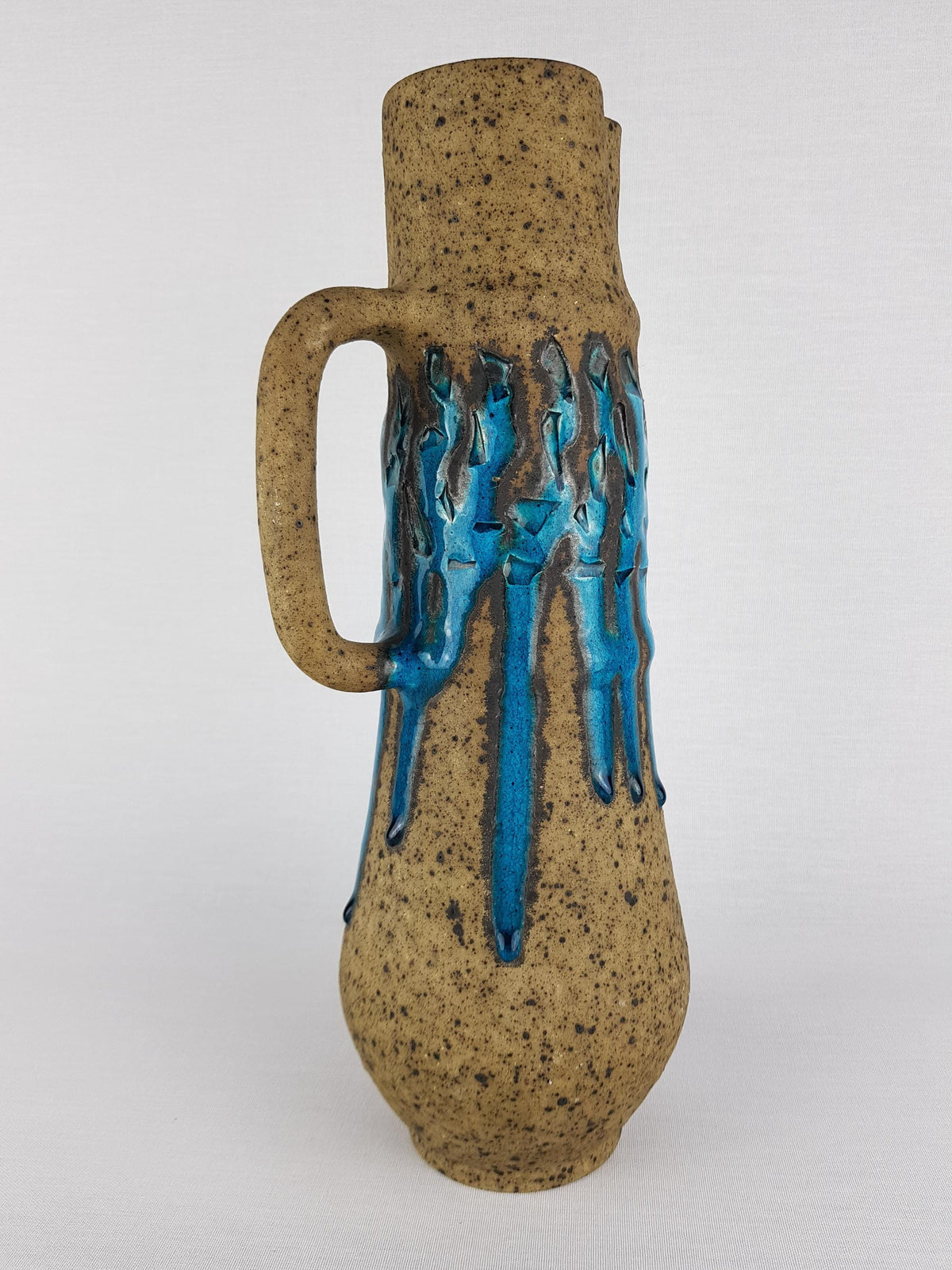 Rare Vintage Éva Bod Jug Vase – Turquoise Blue Hungarian Ceramic Art – Mid-Century Modern 1960-70