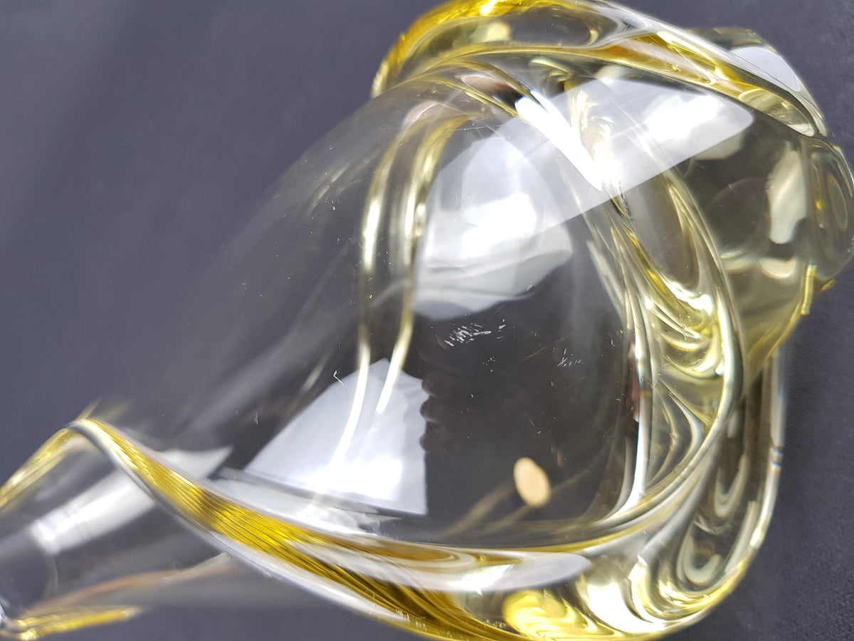 Vintage ZELEZNY BROD SKLO Yellow Glass Vase from Czechoslovakia 1960s by Miloslav Klinger