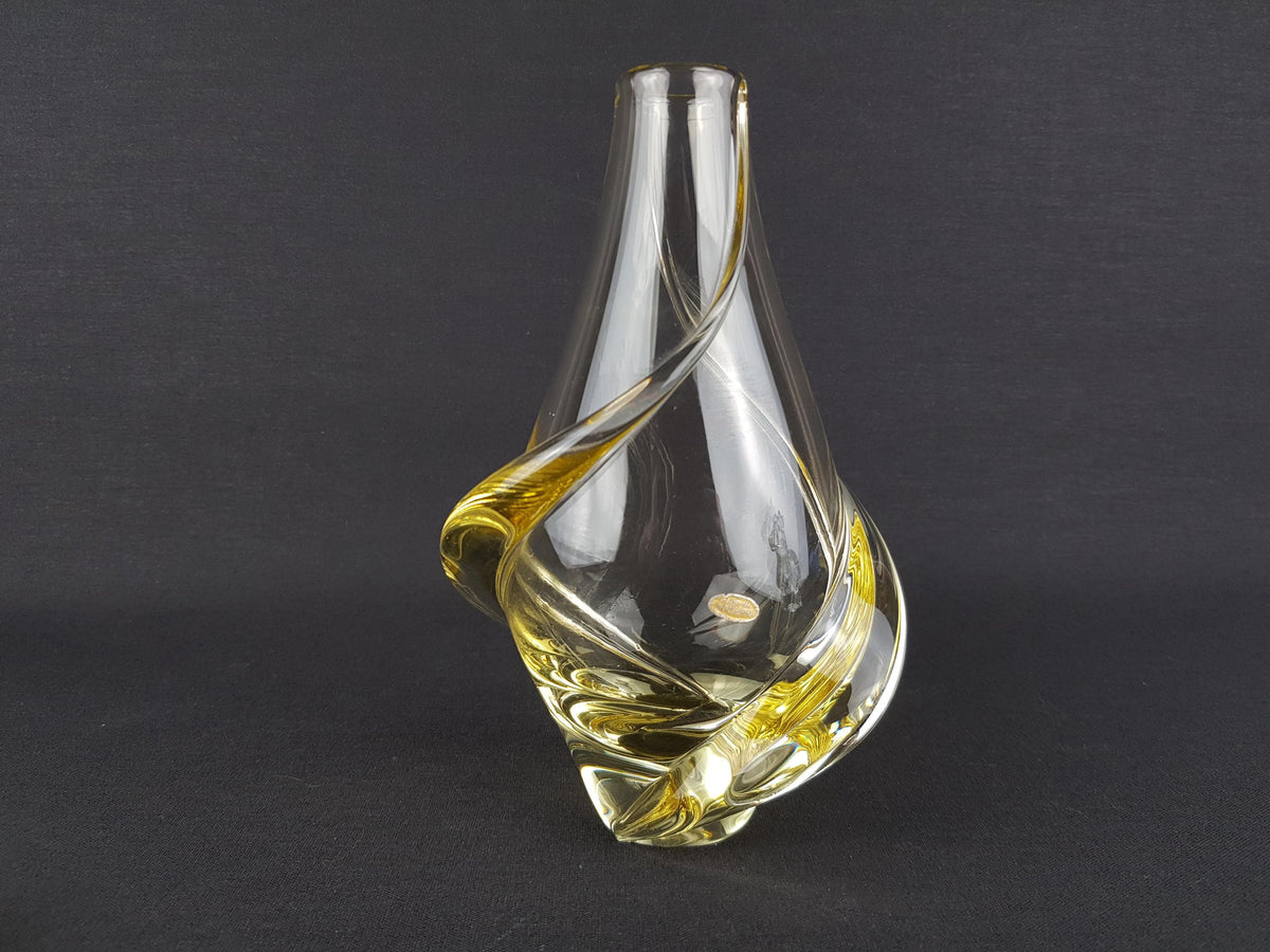 Vintage ZELEZNY BROD SKLO Yellow Glass Vase from Czechoslovakia 1960s by Miloslav Klinger