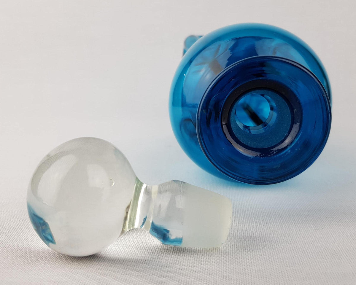Vintage HOLMEGAARD Blue Kluk Kluk Glass Decanter by Jacob Bang from Denmark 1970s