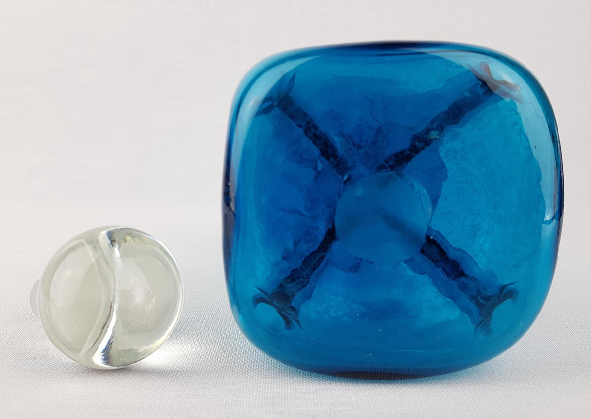 Vintage HOLMEGAARD Blue Kluk Kluk Glass Decanter by Jacob Bang from Denmark 1970s