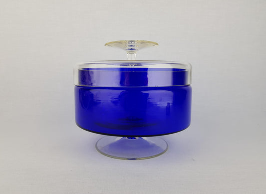 Vintage ROYAL LEERDAM KRISTALUNIE Blue Cookie Jar by Floris Meydam Dutch Glass Art