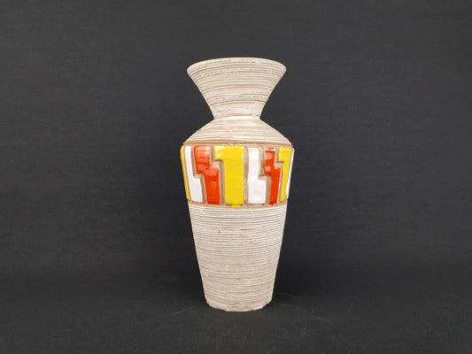 Vintage FRATELLI FANCIULLACCI Beige Vase with Geometric patterns 1950-1960 Italy