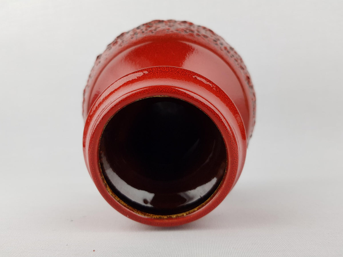 Vintage STEULER KERAMIK Red Fat Lava Vase 319-15 West German Pottery 1960s