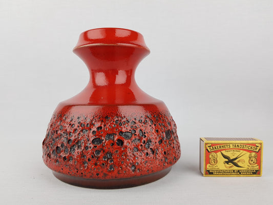 Vintage STEULER KERAMIK Red Fat Lava Vase 319-15 West German Pottery 1960s