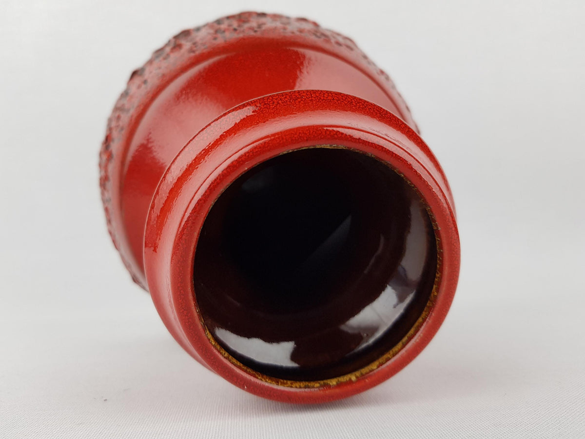 Vintage STEULER KERAMIK Red Fat Lava Vase 319-15 West German Pottery 1960s
