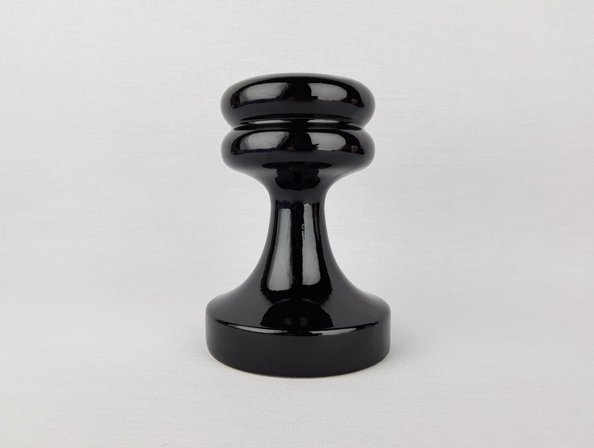 Vintage STEULER KERAMIK Glossy Black Candle Holder attr. to Cari Zalloni 298-15 West German Pottery 1970s