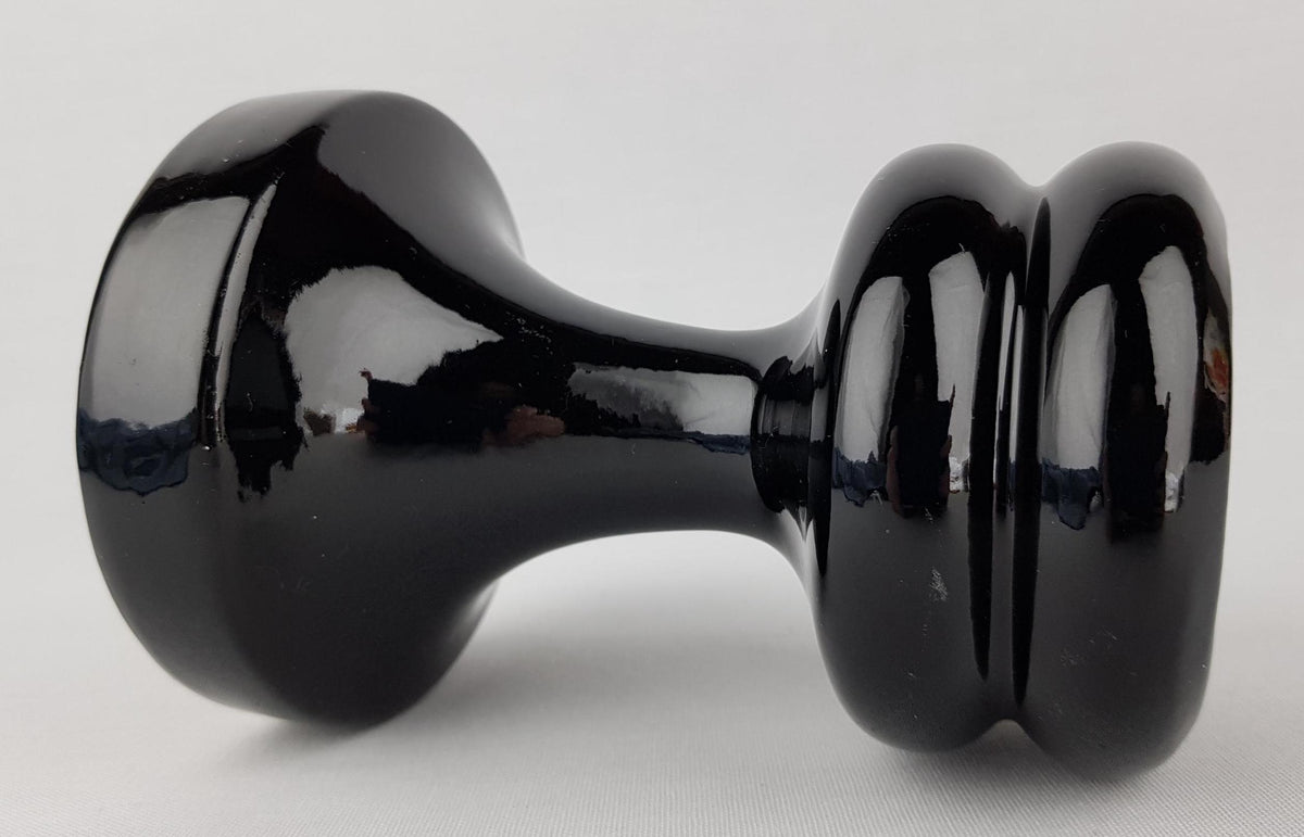 Vintage STEULER KERAMIK Glossy Black Candle Holder attr. to Cari Zalloni 298-15 West German Pottery 1970s