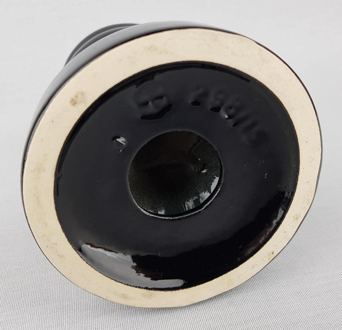 Vintage STEULER KERAMIK Glossy Black Candle Holder attr. to Cari Zalloni 298-15 West German Pottery 1970s