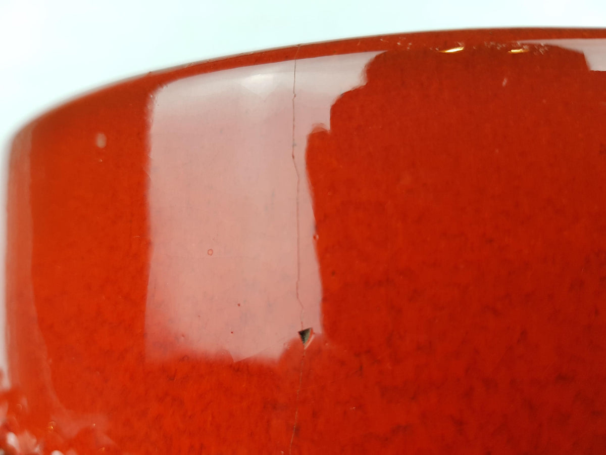 Vintage CERAMANO "CERALUX" Red Vase with Hairline by Gerda Heukeroth West German Pottery 1969