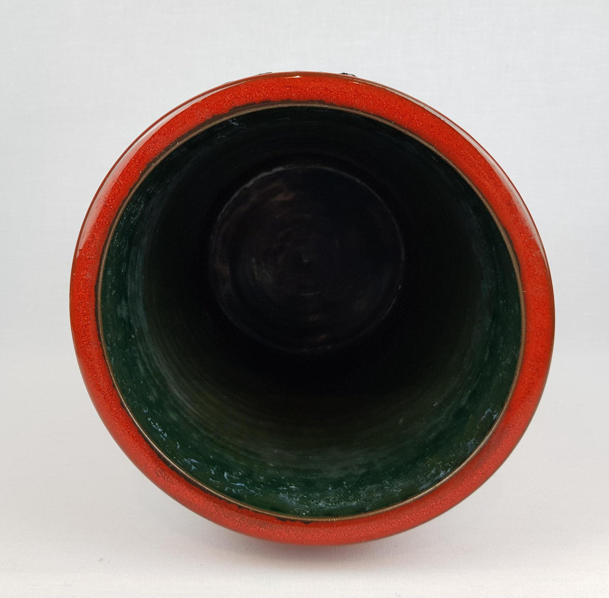 Vintage CERAMANO "CERALUX" Red Vase with Hairline by Gerda Heukeroth West German Pottery 1969