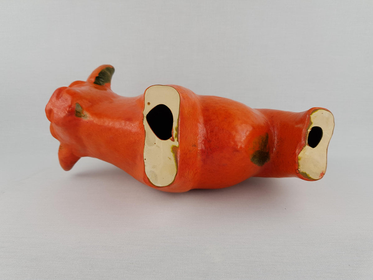 XL Vintage RUSCHA KERAMIK Bull with Vulkano decor West German Pottery 1960s by Kurt Tschörner