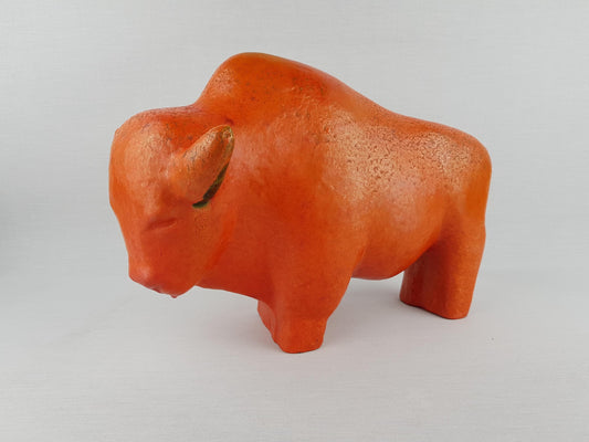 XL Vintage RUSCHA KERAMIK Bull with Vulkano decor West German Pottery 1960s by Kurt Tschörner