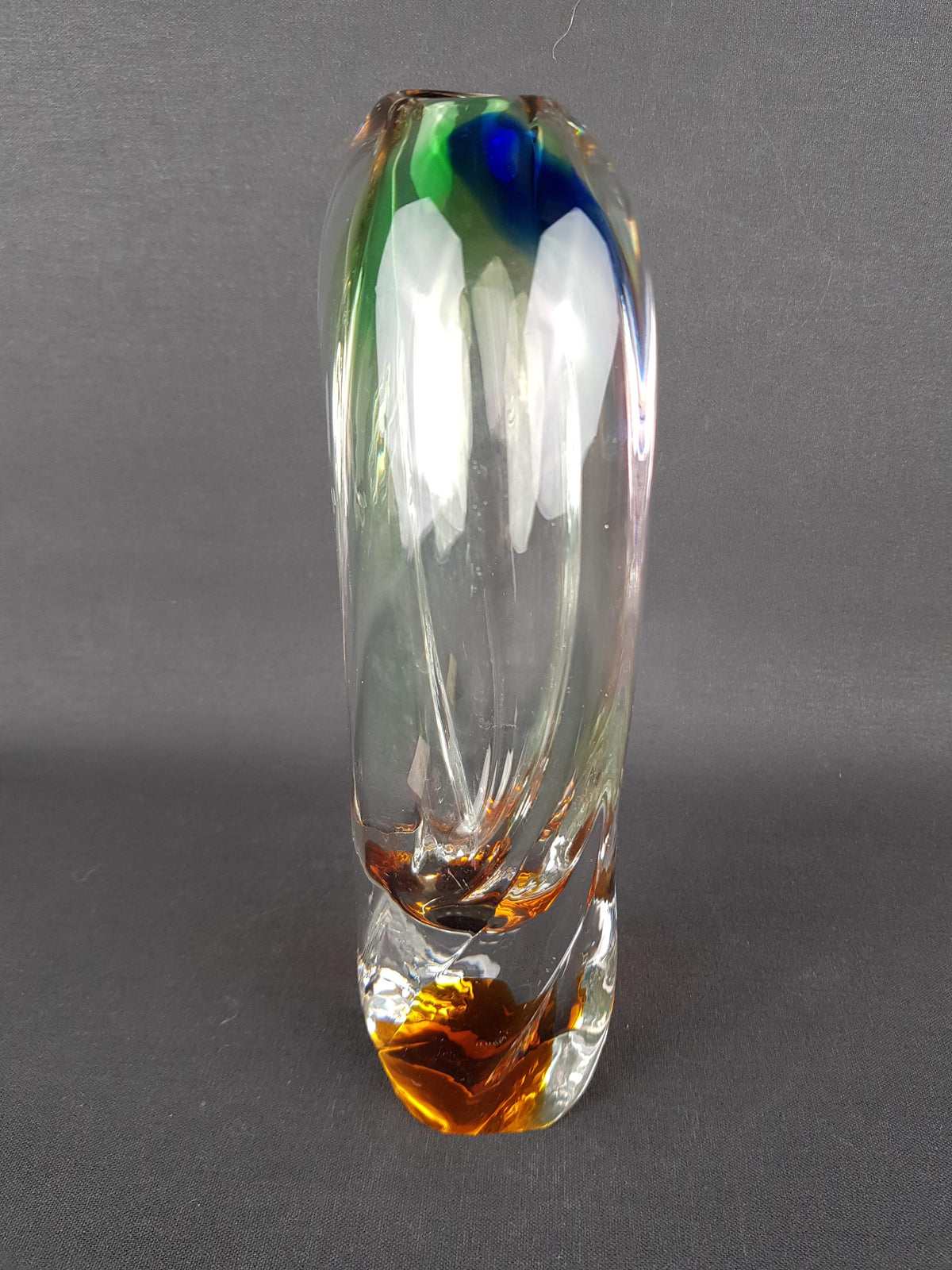 Vintage Rare JOSEF HOSPODKA Bullet Vase Novy Bor Borocrystal Bohemian Czech Twisted Glass 1960s Czechoslovakia