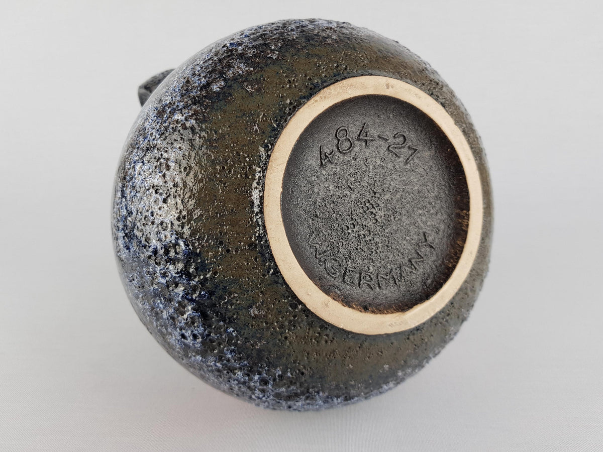 Vintage SCHEURICH KERAMIK Handled Red and Black Fat Lava CERAMOS Vase with 484 21 West Geman Pottery, 1970s