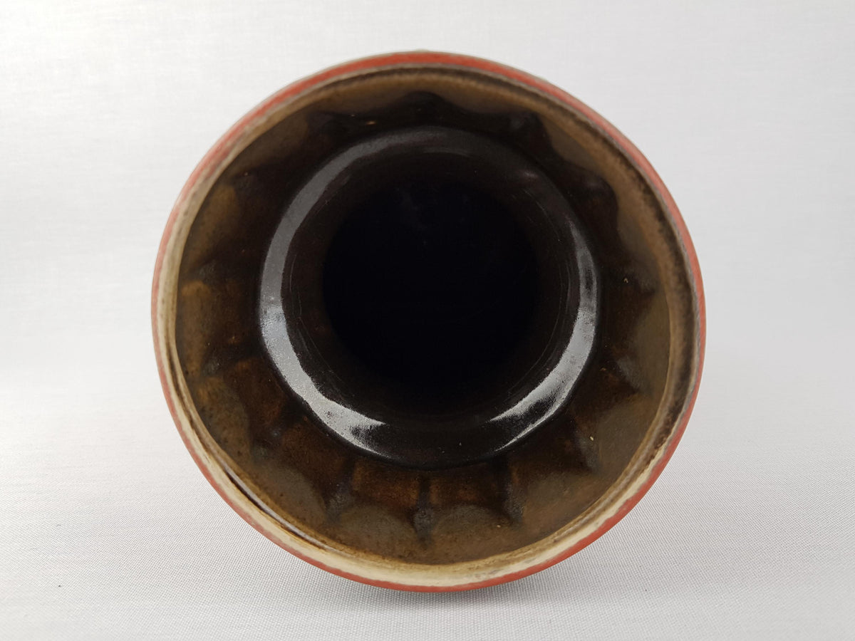 Vintage Übelacker (Ü-Keramik) Orange and Olive Green Vase – Model 1320/30 – West German Pottery – 1970s