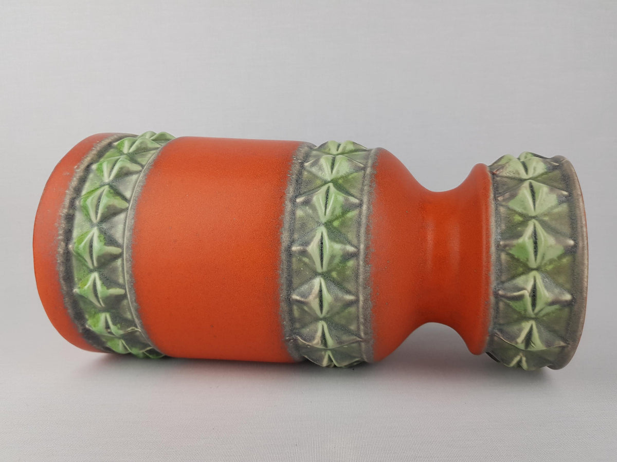 Vintage Übelacker (Ü-Keramik) Orange and Olive Green Vase – Model 1320/30 – West German Pottery – 1970s