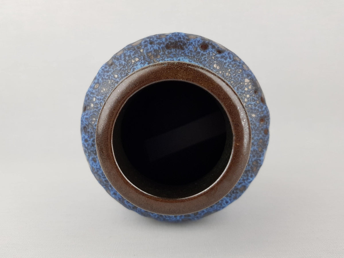 Vintage STEULER KERAMIK Brown Vase With Blue Fat Lava Glaze 125/20 West German Pottery 1960s