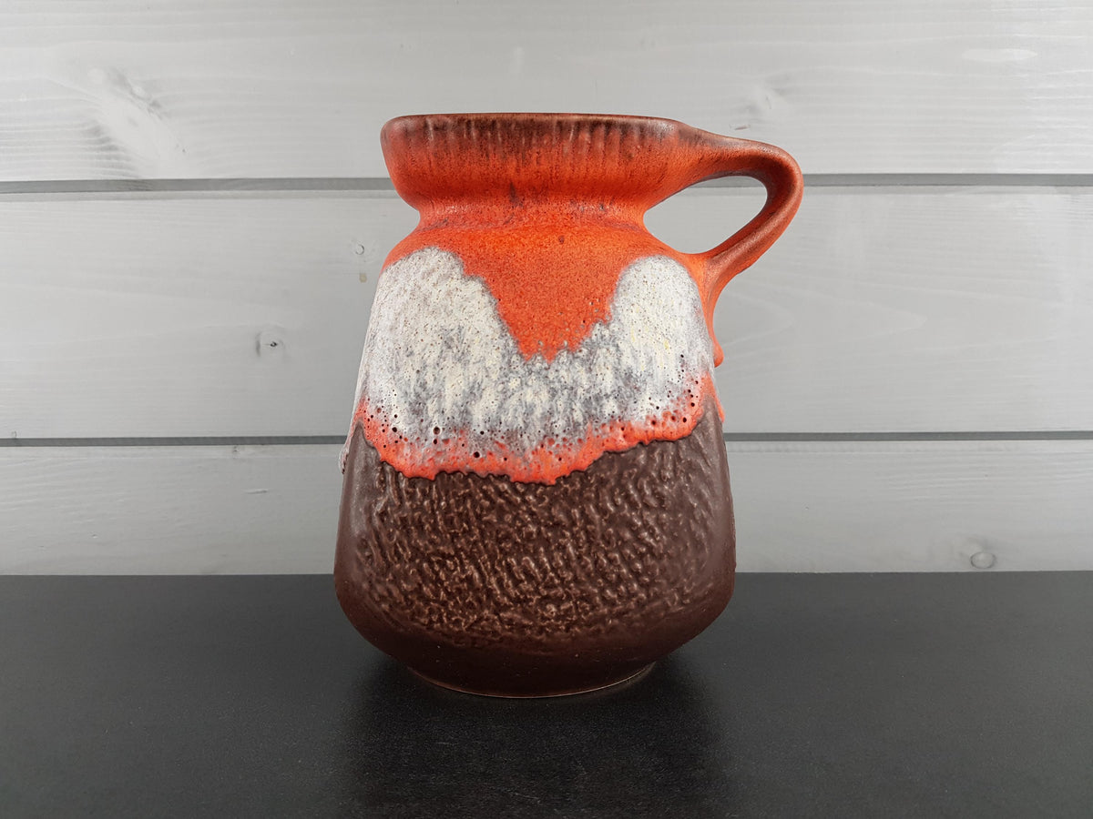 Vintage JASBA KERAMIK Orange and Brown Vase N315 13 18 West-Germany 1960-70s