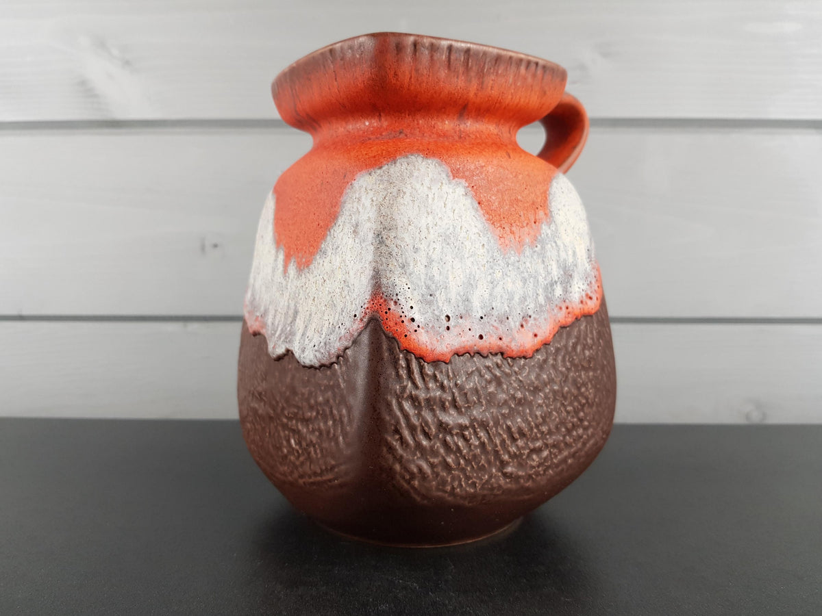 Vintage JASBA KERAMIK Orange and Brown Vase N315 13 18 West-Germany 1960-70s