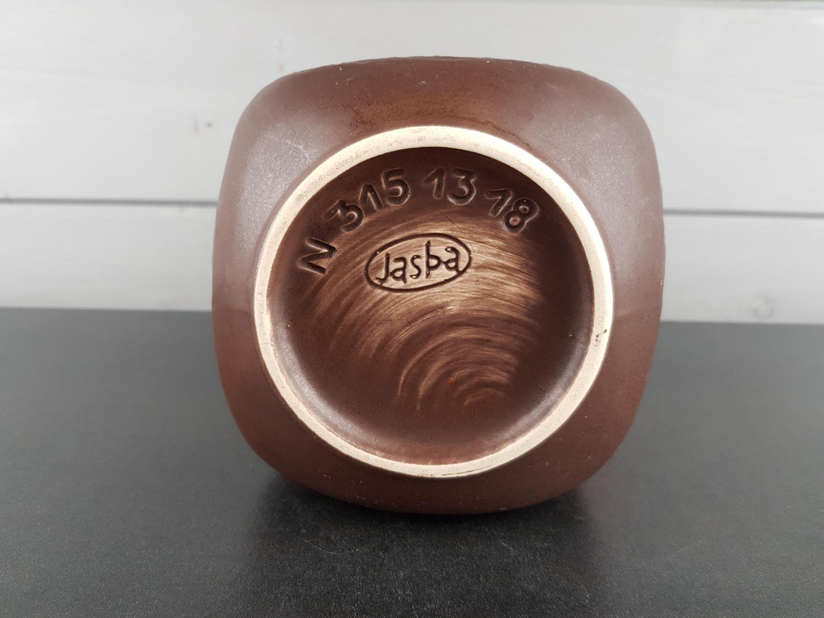 Vintage JASBA KERAMIK Orange and Brown Vase N315 13 18 West-Germany 1960-70s