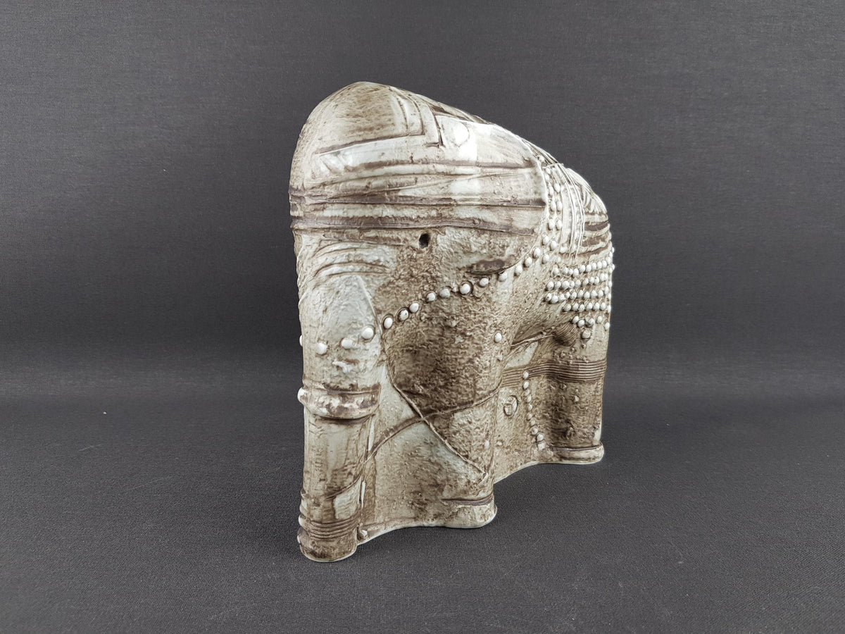 Vintage RÖRSTRAND Large Greyish Brown Elephant by Bertil Vallien, Sweden, 1978