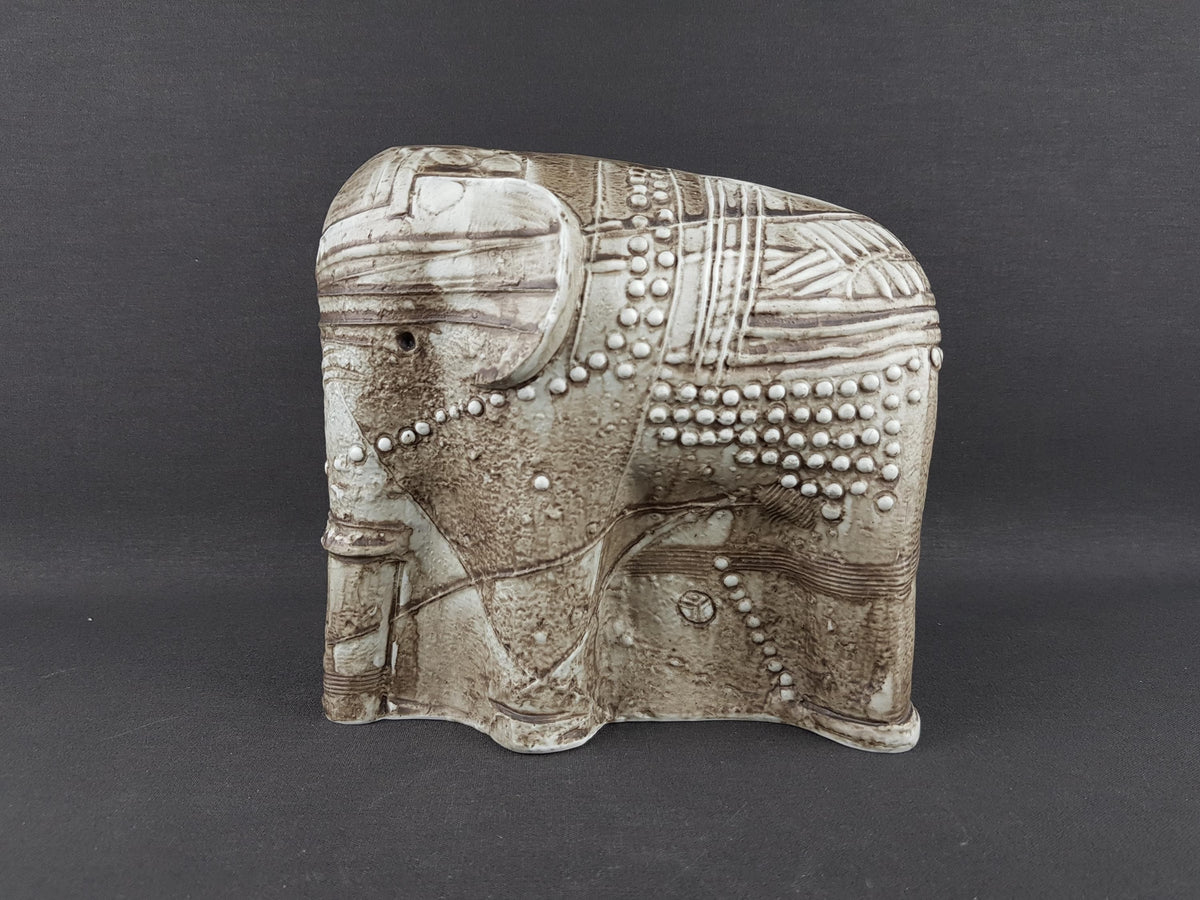 Vintage RÖRSTRAND Large Greyish Brown Elephant by Bertil Vallien, Sweden, 1978