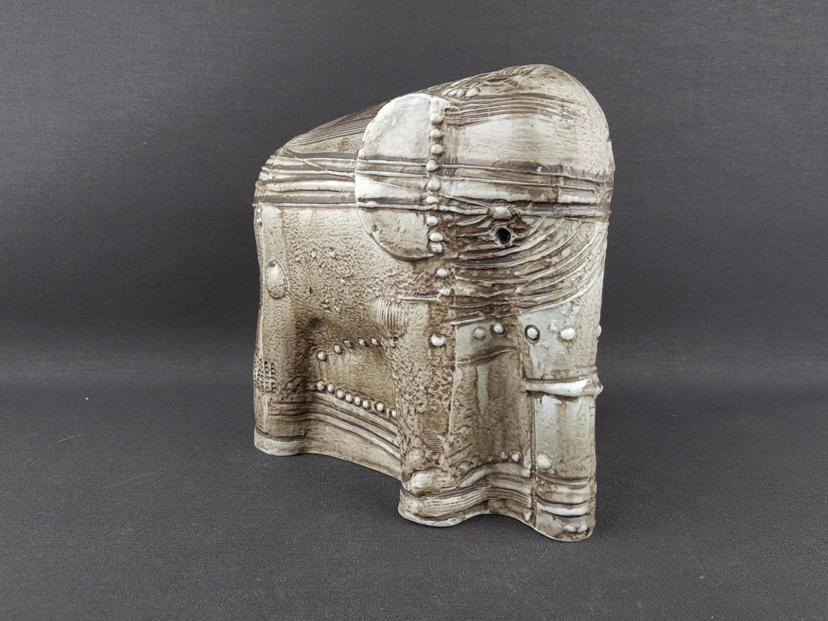 Vintage RÖRSTRAND Large Greyish Brown Elephant by Bertil Vallien, Sweden, 1978
