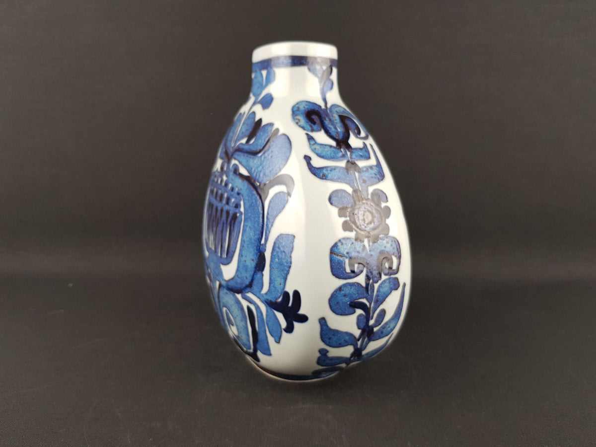 Vintage ROYAL COPENHAGEN Blue Vase Tenera Fajence Series 427 3114 by Kari Christensen from Denmark 1960s
