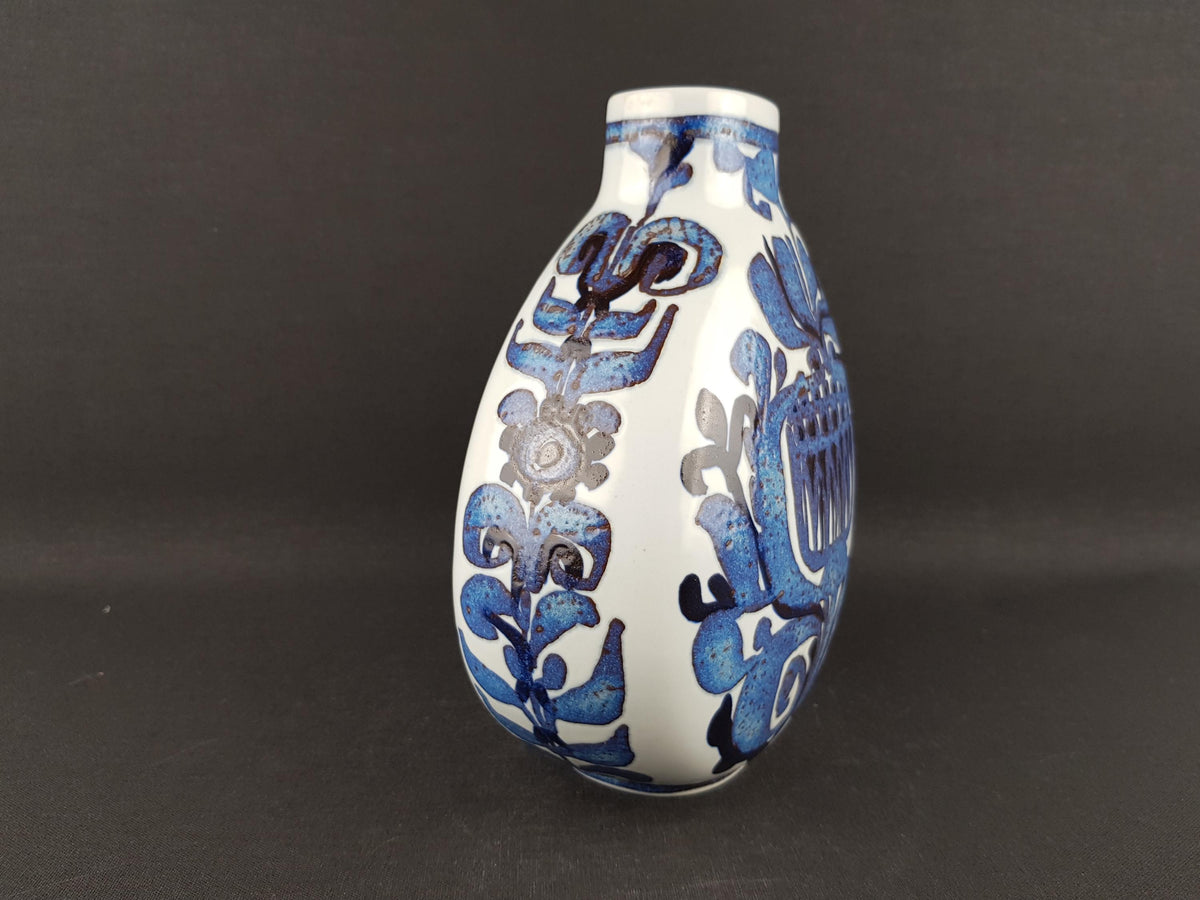 Vintage ROYAL COPENHAGEN Blue Vase Tenera Fajence Series 427 3114 by Kari Christensen from Denmark 1960s